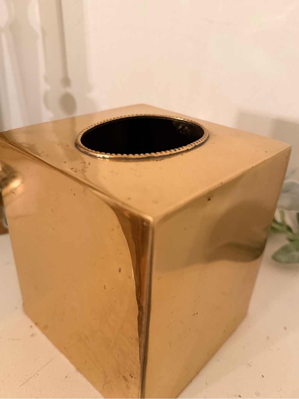 Brass Finish Square Tissue Box Cover - Gold